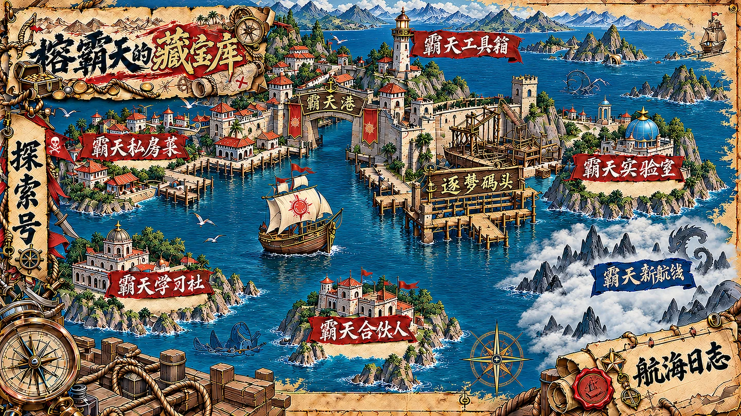 榕霸天的港口航海藏宝图，六个分站环绕港湾